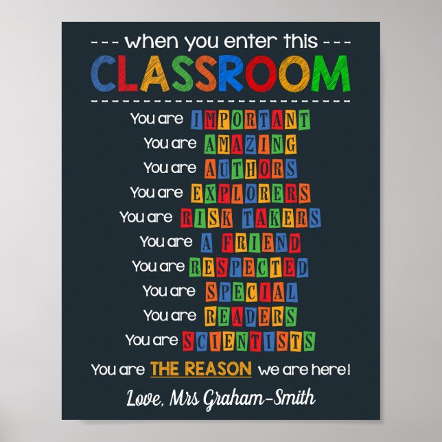 Teacher's Appreciation Gift Motivation Classroom Poster (Front)