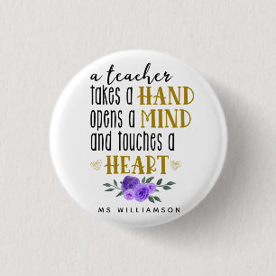 Teacher's Appreciation Personalised Gift in Gold 3 Cm Round Badge