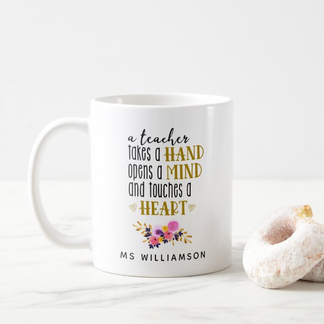 Teacher's Appreciation Personalised Gift in Gold Coffee Mug (With Donut)
