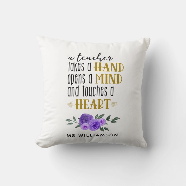 Teacher's Appreciation Personalised Gift in Gold   Cushion (Front)