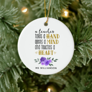 Teacher's Appreciation Personalized Gift in Gold   Ceramic Tree Decoration