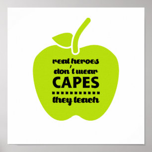 Teachers are Real Heroes. Quote Typography Art Poster