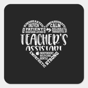 Teacher's assistant, aide, teachers aid square sticker