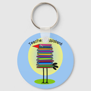 Teacher's Assistant "Book Bird" Design Key Ring