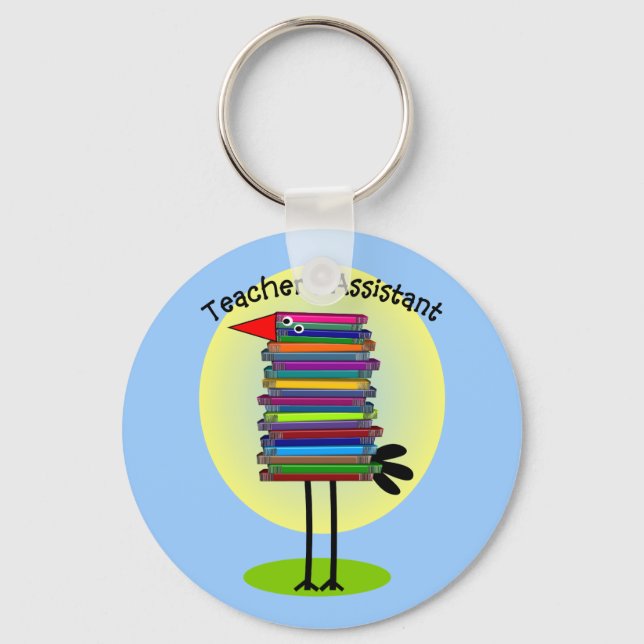 Teacher's Assistant "Book Bird" Design Key Ring (Front)