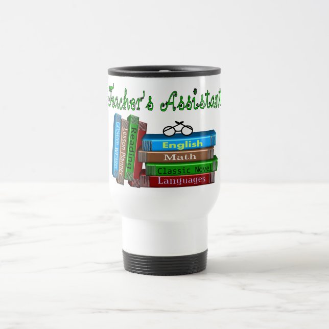 Teacher's Assistant Gifts "Stack of Books" Travel Mug (Center)