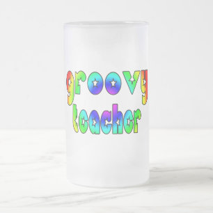 Teachers Birthday Christmas Parties Groovy Teacher Frosted Glass Beer Mug