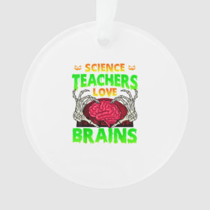 Teachers Brains Skeleton Hand Heart Halloween Ornament