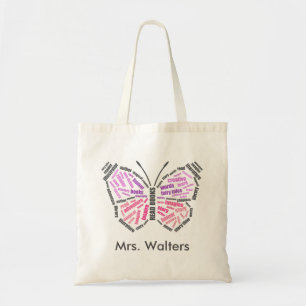 Teacher's Butterfly Word Art Tote Bag