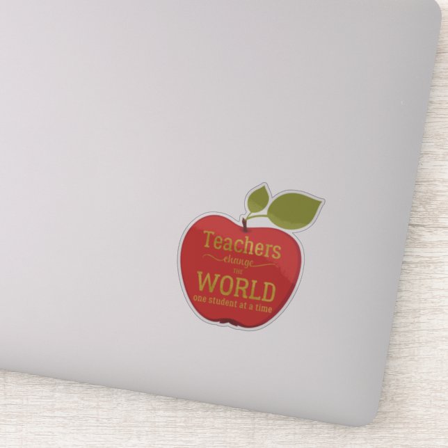 Teachers change the world red apple quote (Detail)