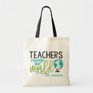 Teachers Change The World School Personalised Name Tote Bag