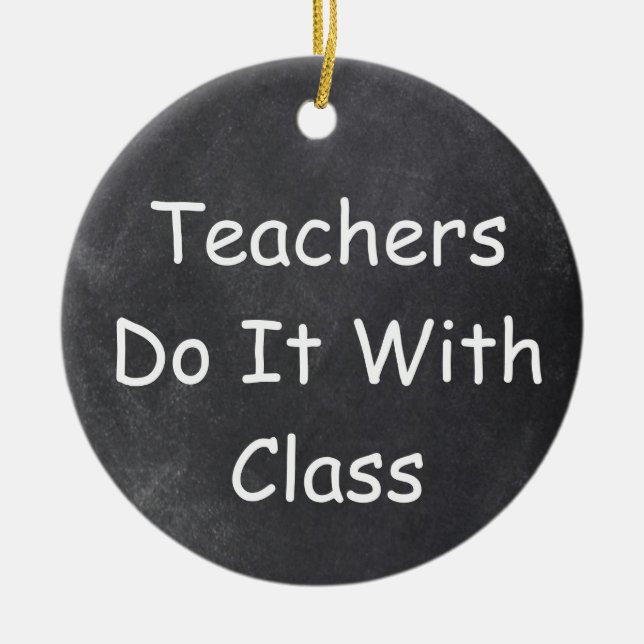 Teachers Class Chalkboard Design Gift Idea Ceramic Tree Decoration (Front)