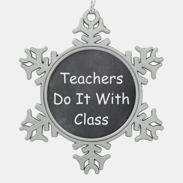 Teachers Class Chalkboard Design Gift Idea Snowflake Pewter Christmas Ornament (Front)