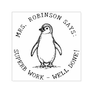 Teachers Create Your Own Cute Penguin Superb Work Self-inking Stamp
