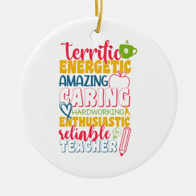 Teacher's Day Amazing Caring Teacher Ceramic Tree Decoration (Front)