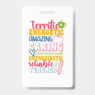 Teacher's Day Amazing Caring Teacher ID Badge