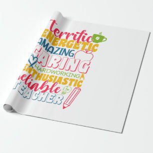 Teacher's Day Amazing Caring Teacher Wrapping Paper