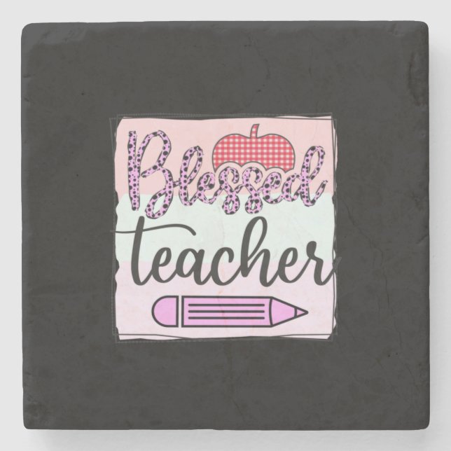 Teacher's Day Blessed Teacher Stone Coaster (Front)