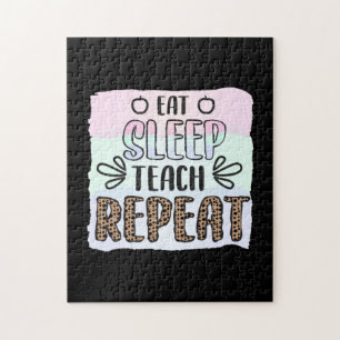 Teacher's Day Eat Sleep Teachs Repeat Jigsaw Puzzle