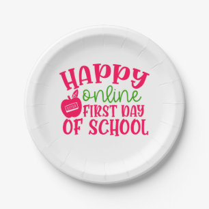 Teacher's Day Happy Online First Day Of School Paper Plate