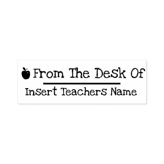 Teachers desk name chalkboard apple font self-inking stamp (Design)