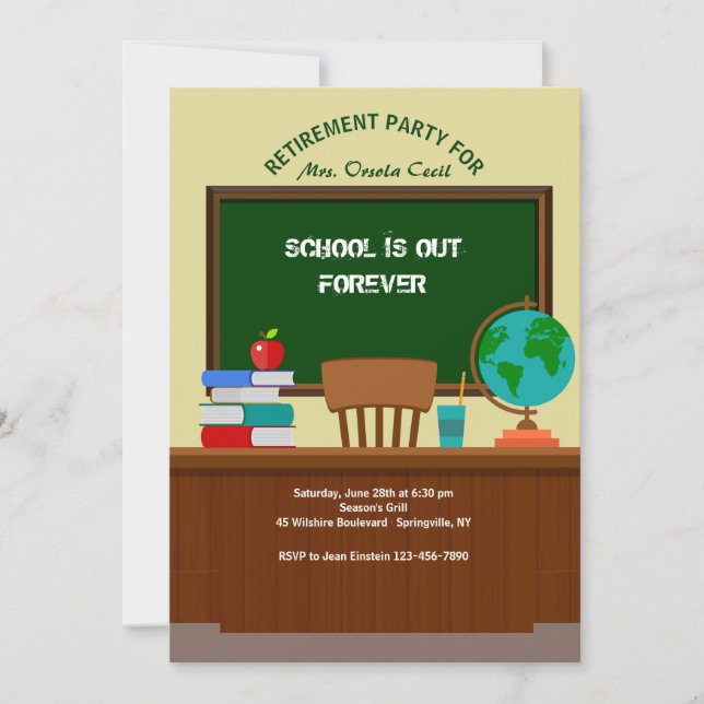 Teacher's Desk Retirement Party Invitation (Front)