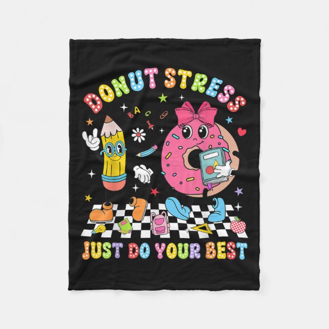 Teachers Donut Stress Just Do Your Test Day Boys G Fleece Blanket (Front)