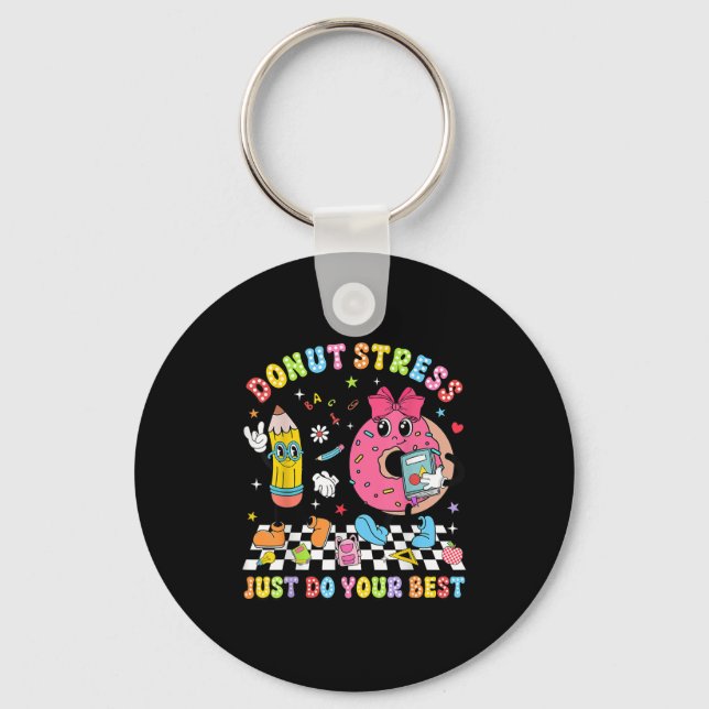 Teachers Donut Stress Just Do Your Test Day Boys G Key Ring (Front)