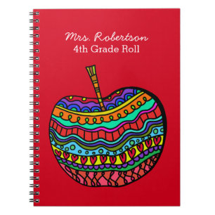 Teacher's Folk Art Apple Notebook
