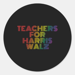 Teachers For Harris Wheimer Retro Vintage Rainbow Classic Round Sticker