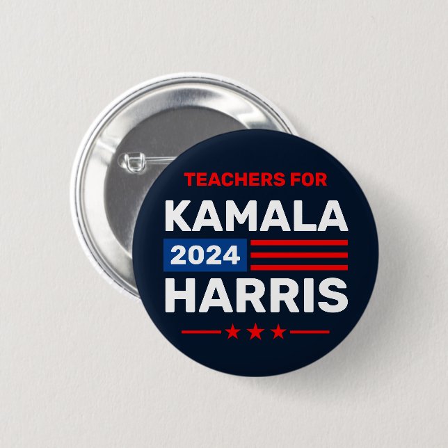 Teachers for Kamala Harris 2024 Election 6 Cm Round Badge (Front & Back)