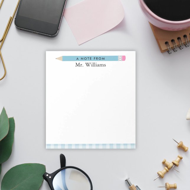 Teachers Gift Custom Illustrated Blue Pencil Notepad (Creator Uploaded)