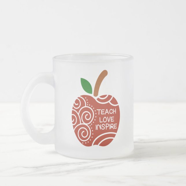 Teacher's gift  frosted glass coffee mug (Left)