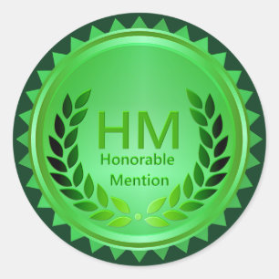 Teacher's Green Honorable Mention Award Classic Round Sticker