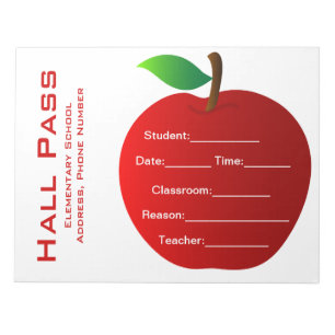 Teacher's Hall Pass Notepad