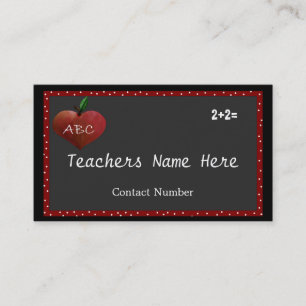 Teachers Heart Apple Business Card