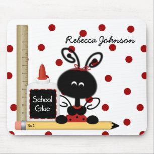 Teacher's Ladybug and School Supplies Mouse Pad