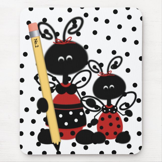 Teacher's Ladybug With Pencil Mouse Pad (Front)