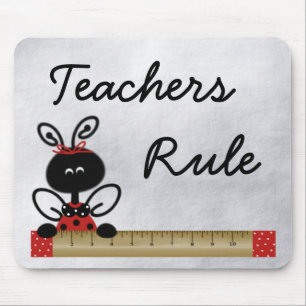 Teacher's Ladybug With Ruler Mouse Pad
