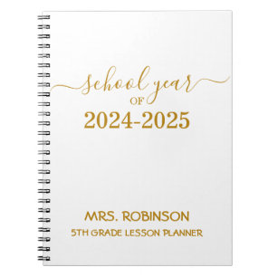Teachers Lesson Planner Gold Script Gift Notebook