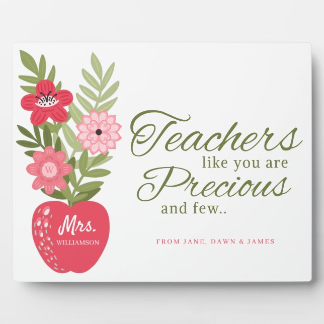 Teachers Like You Are Precious And Few Red Apple Plaque (Front)