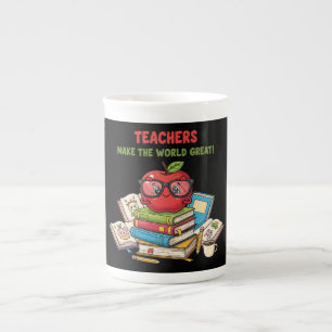"Teachers Make The World Great" Cute Apple Bone China Mug