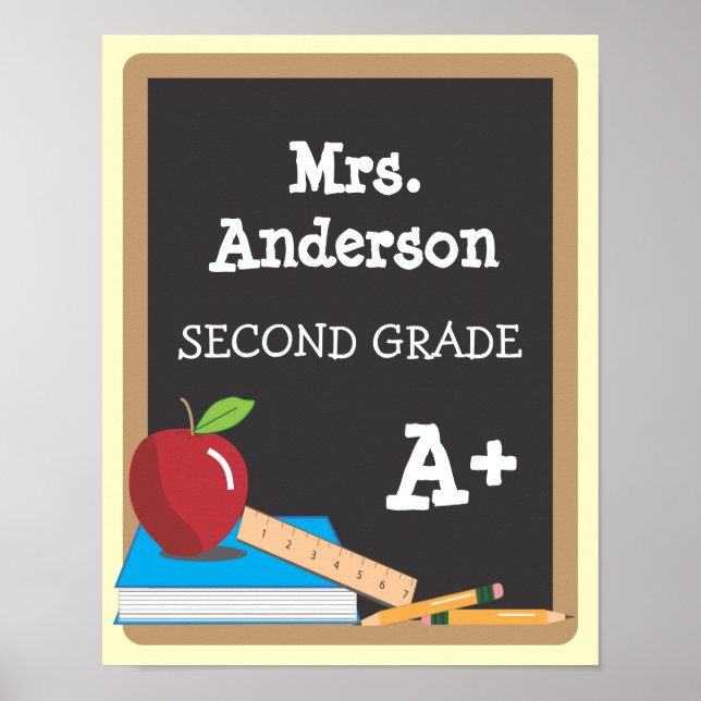 Teacher's Name Blackboard Door Poster (Front)