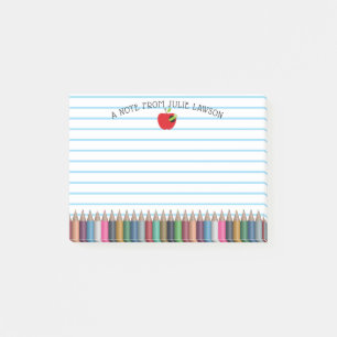 Teachers Name Coloured Pencils Back to School Post-it Notes