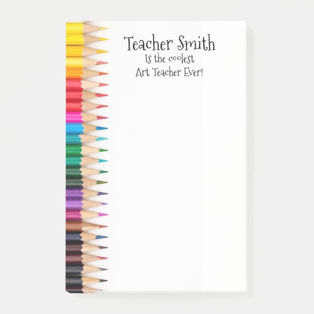 Teachers name coolest ever coloured pencils post-it notes (Front)
