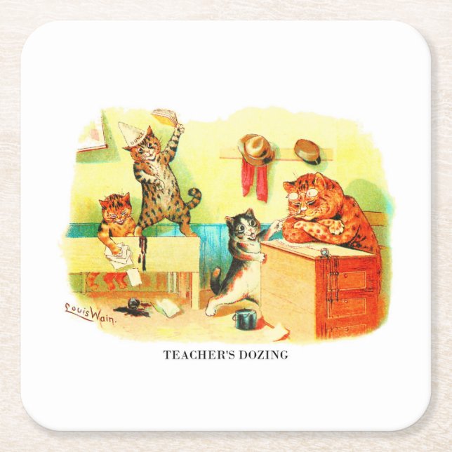 Teacher's Napping Cats Louis Wain Coasters (Front)