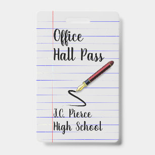 Teachers Notebook Paper School Hall Pass Badge ID Badge