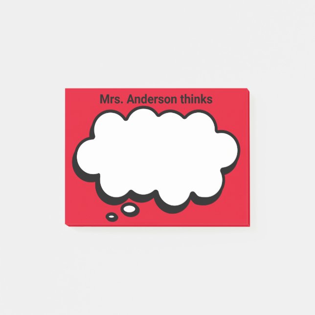 Teacher's Personalised thinking bubble Post-it Not Notes (Front)