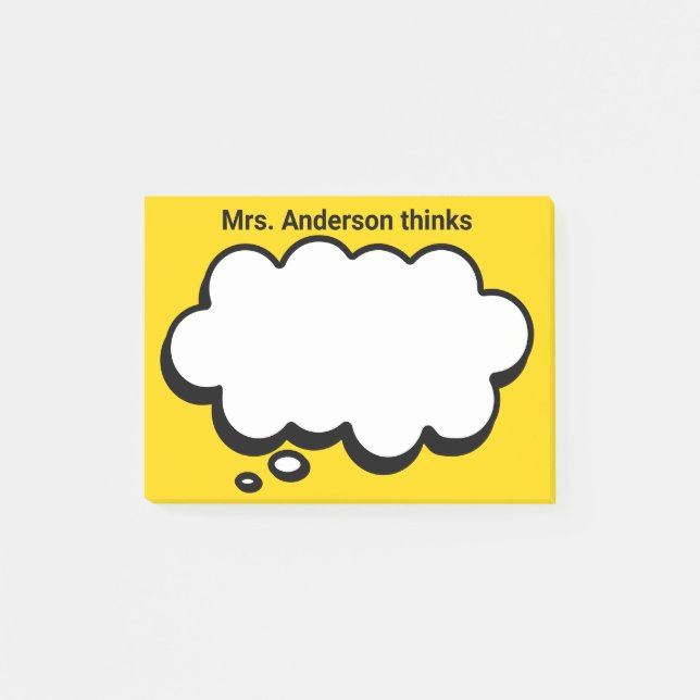 Teacher's Personalised thinking bubble Post-it Notes (Front)