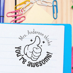 Teacher's Personalised You Are Awesome Thumbs Up Rubber Stamp